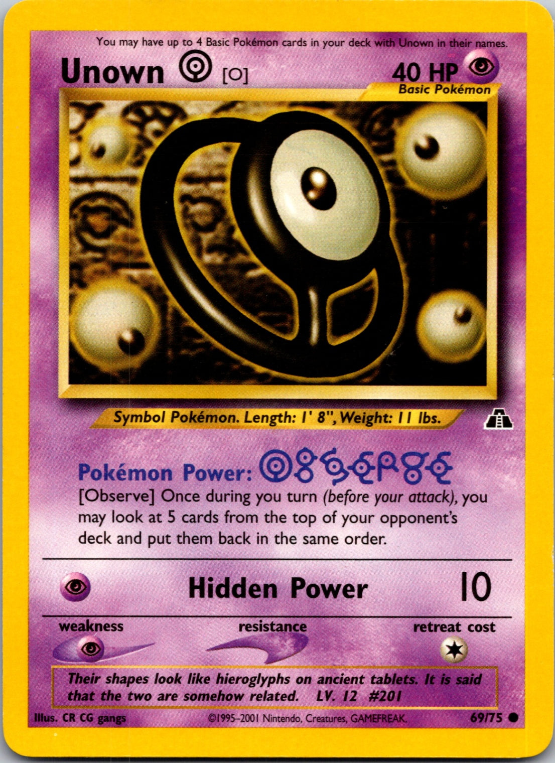 2001 Neo Discovery 69/75 Unown [O] Common M348