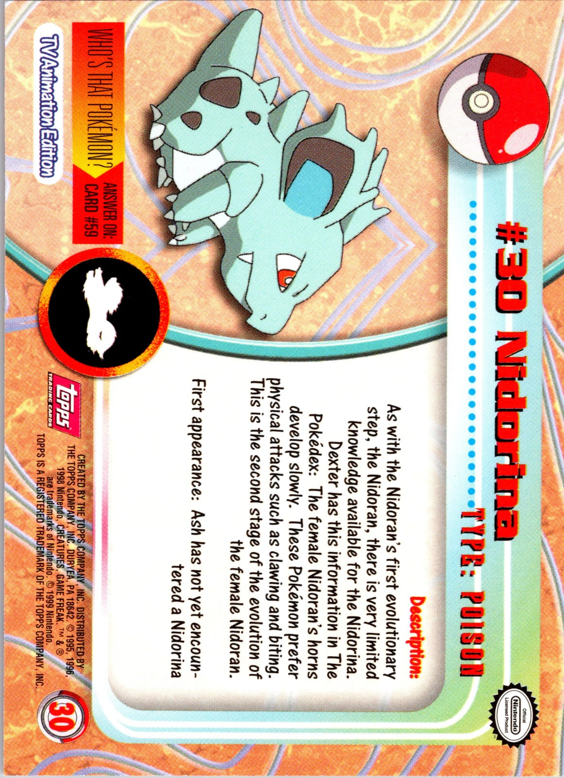 1999 Topps TV Nidorina LP  P104