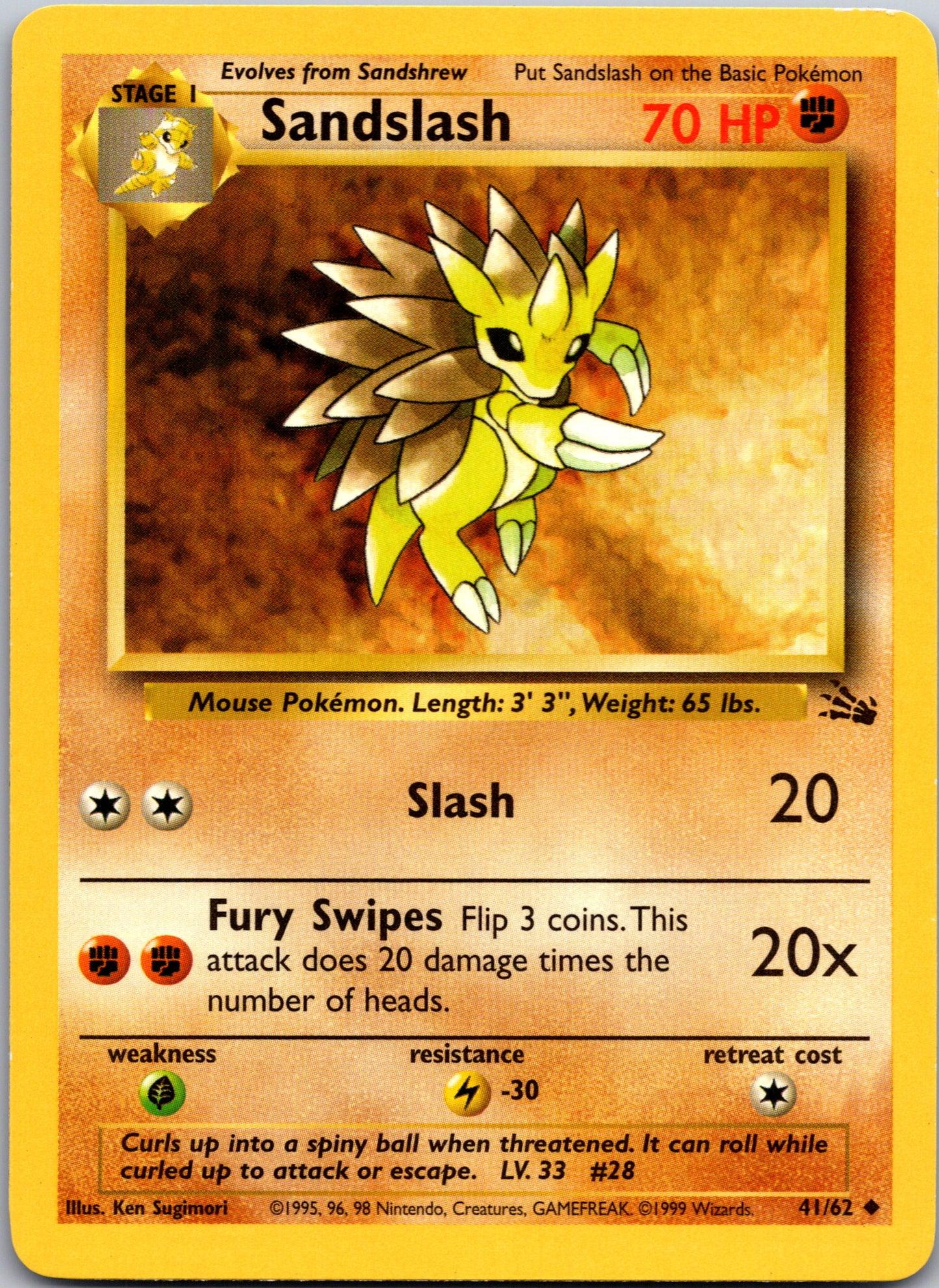 1999 Fossil 41/62 Sandslash Uncommon B64