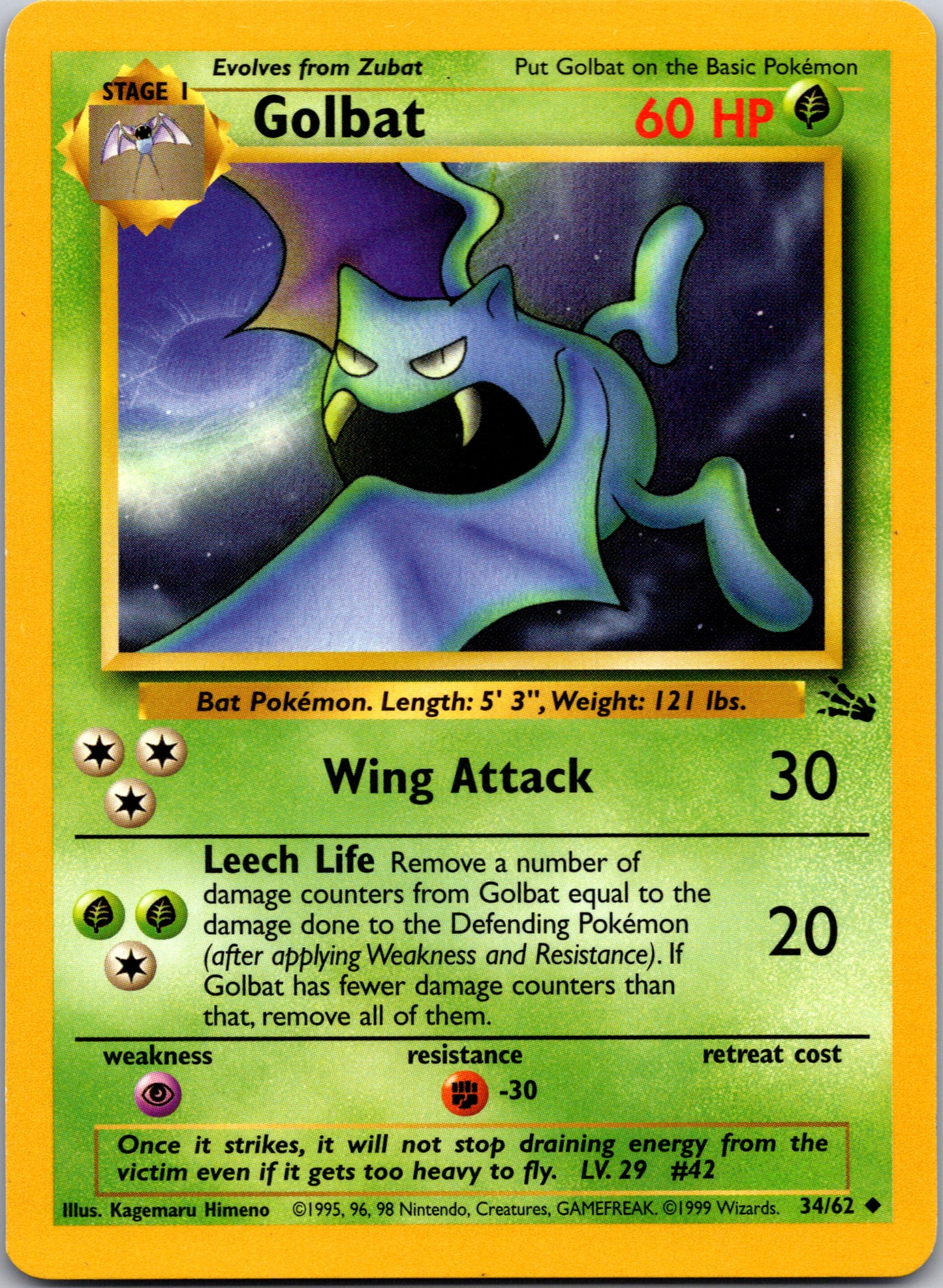 1999 Fossil 34/62 Golbat Uncommon A338