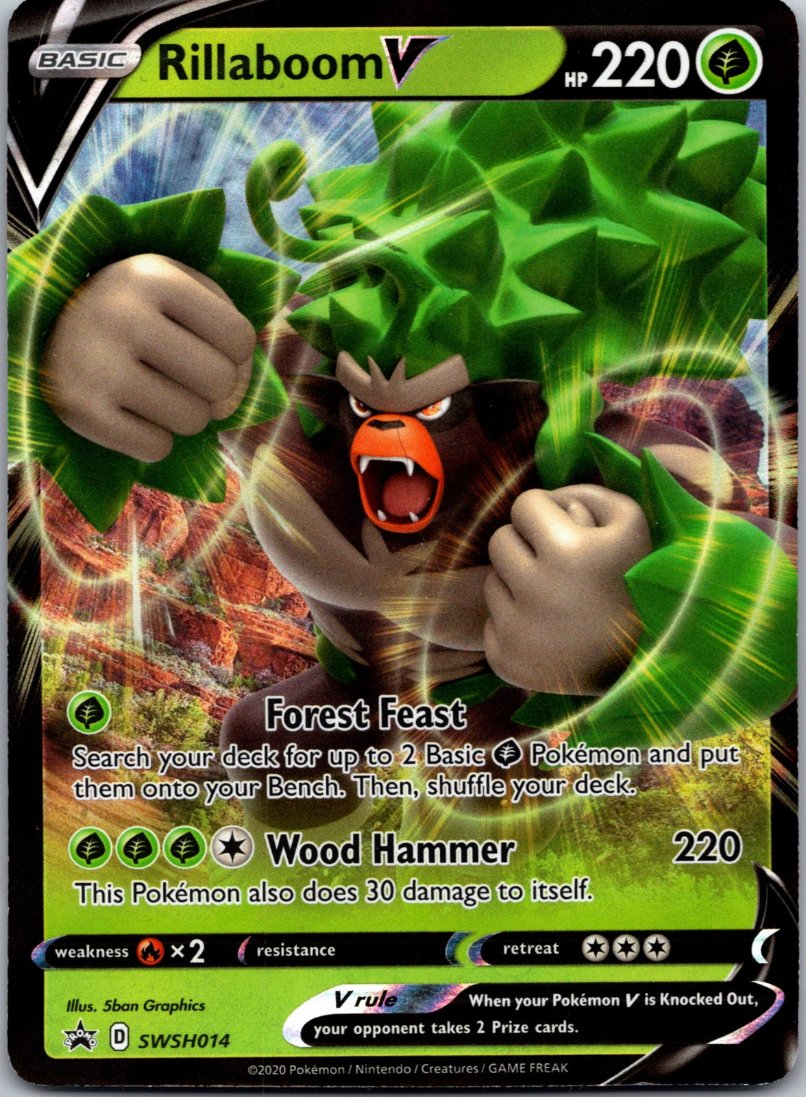 2019 SWSH: Sword and Shield Promo Cards SWSH014 Rillaboom V LP