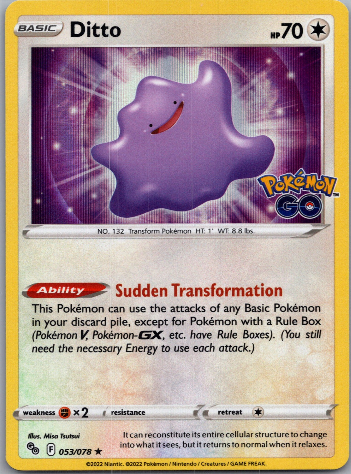 Pokemon GO 053/078 Ditto Holo Rare NM