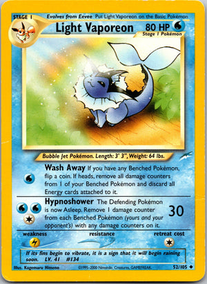2002 Neo Destiny 052/105 Light Vaporeon MP