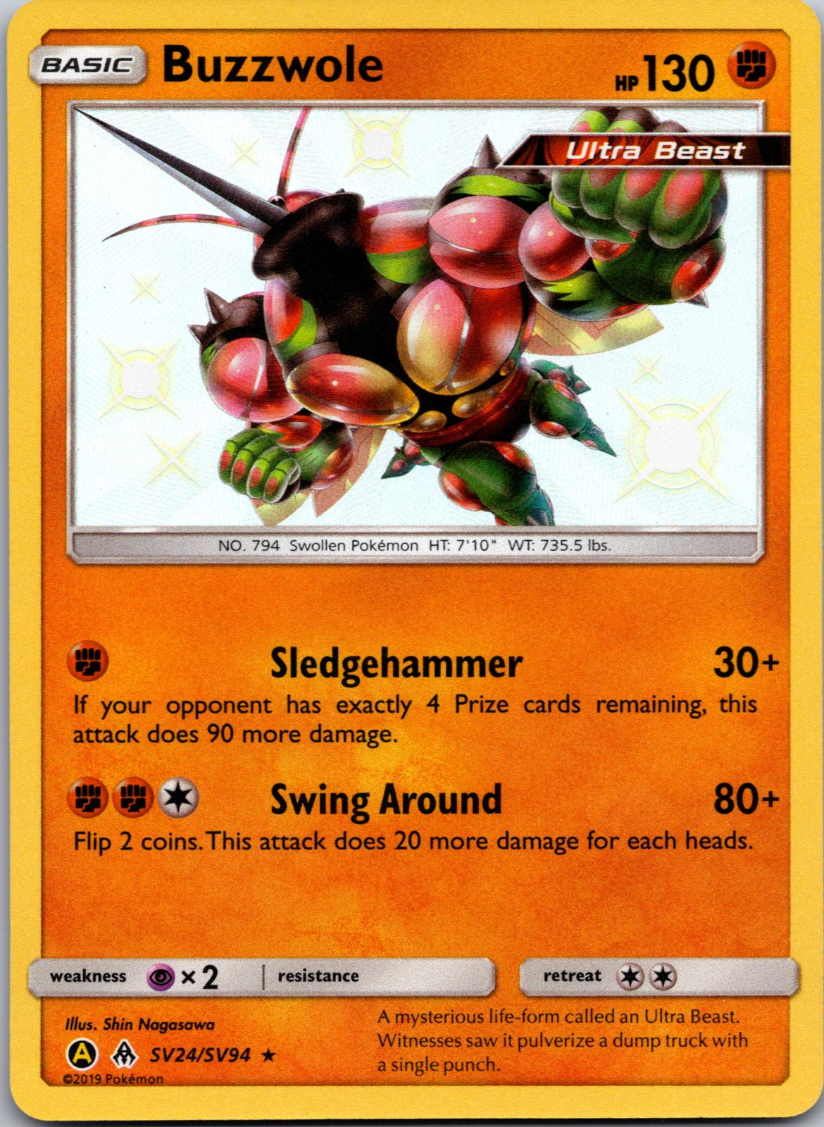 2019 Hidden Fates: Shiny Vault SV24/SV94 Buzzwole NM