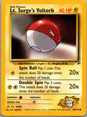 Gym Heroes 084/132 Lt. Surge's Voltorb Common NM