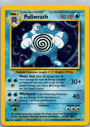 1999 Base Set 013/105 Poliwrath Holo Rare G254