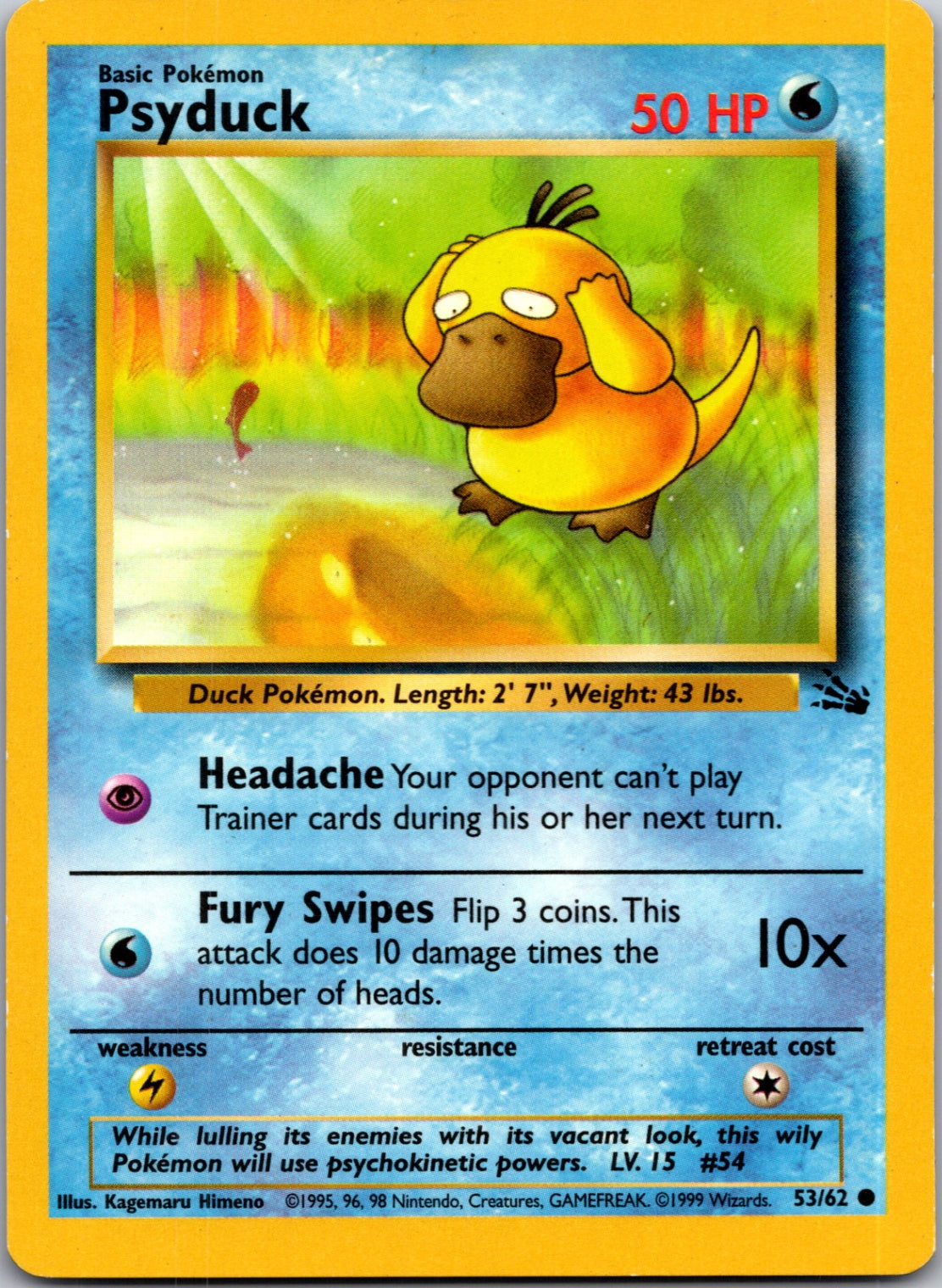 1999 Fossil 53/62 Psyduck Common L25