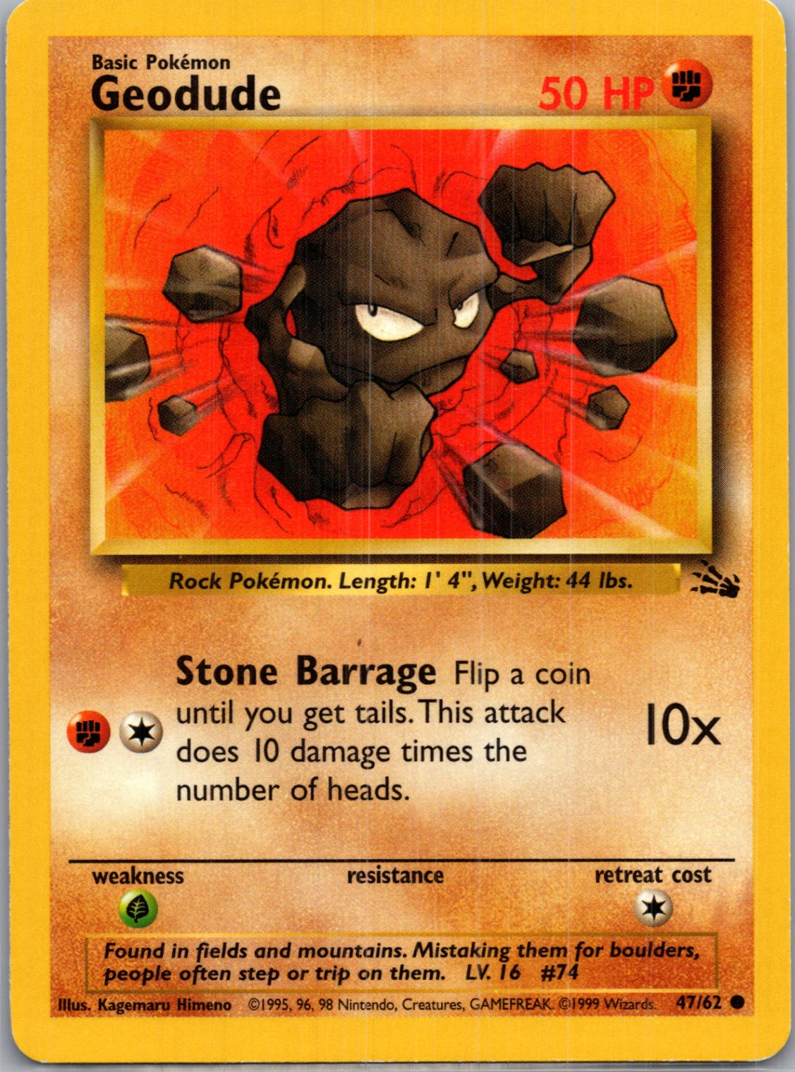 1999 Fossil #47/62 Geodude Common B145