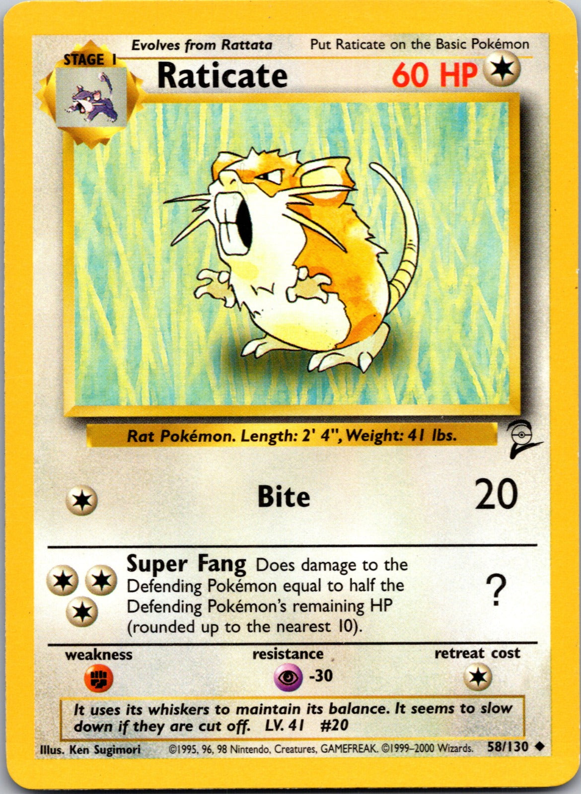 2000 Base Set 2 058/130 Raticate LP