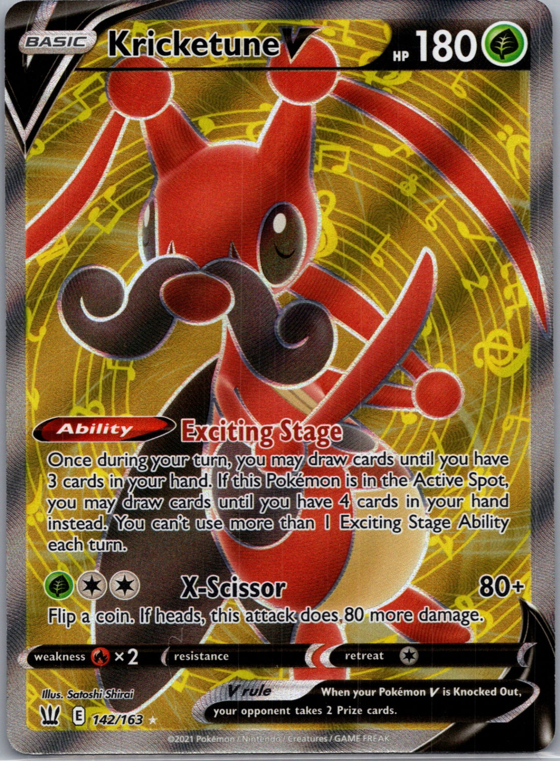 2021 SWSH05: Battle Styles 142/163 Kricketune V (Full Art) Ultra Rare D129