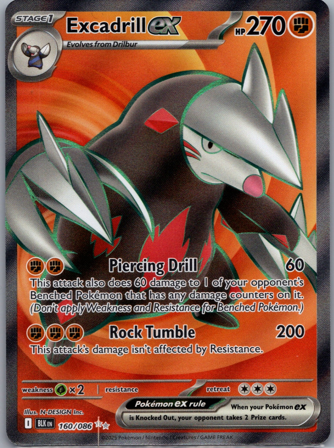 2025 SV: Black Bolt 160/086 Excadrill ex Ultra Rare D255