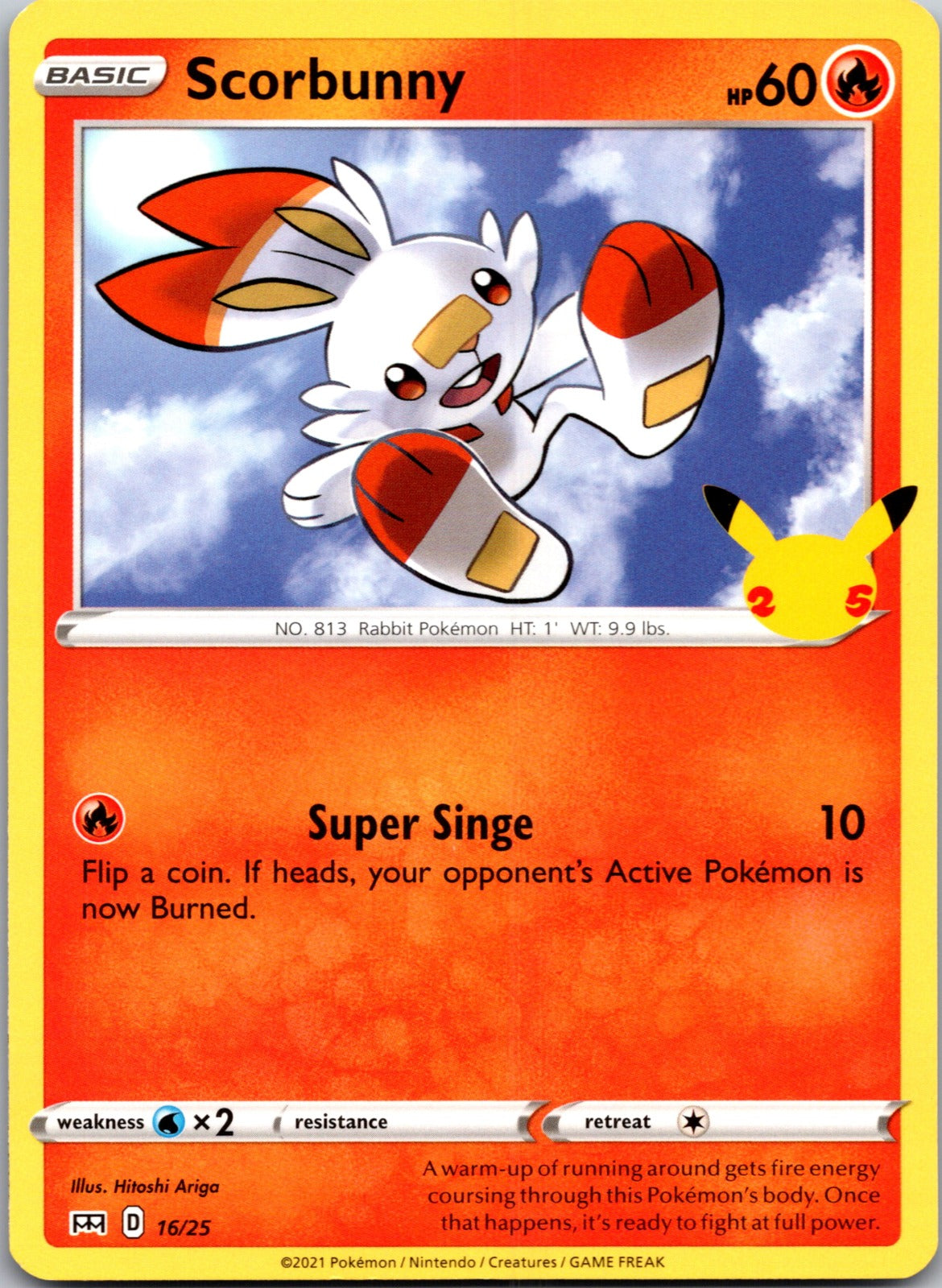 2021 McDonald's 25th Anniversary Promo 016/025 Scorbunny NM  X299