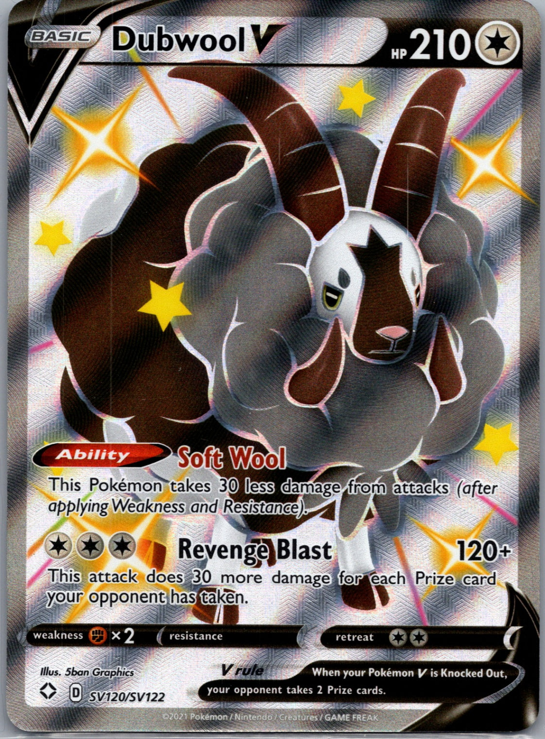2021 Shining Fates: Shiny Vault SV120/SV122 Dubwool V Shiny Holo Rare D239