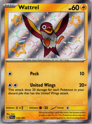 2024 SV: Paldean Fates 145/091 Wattrel Shiny Rare F135