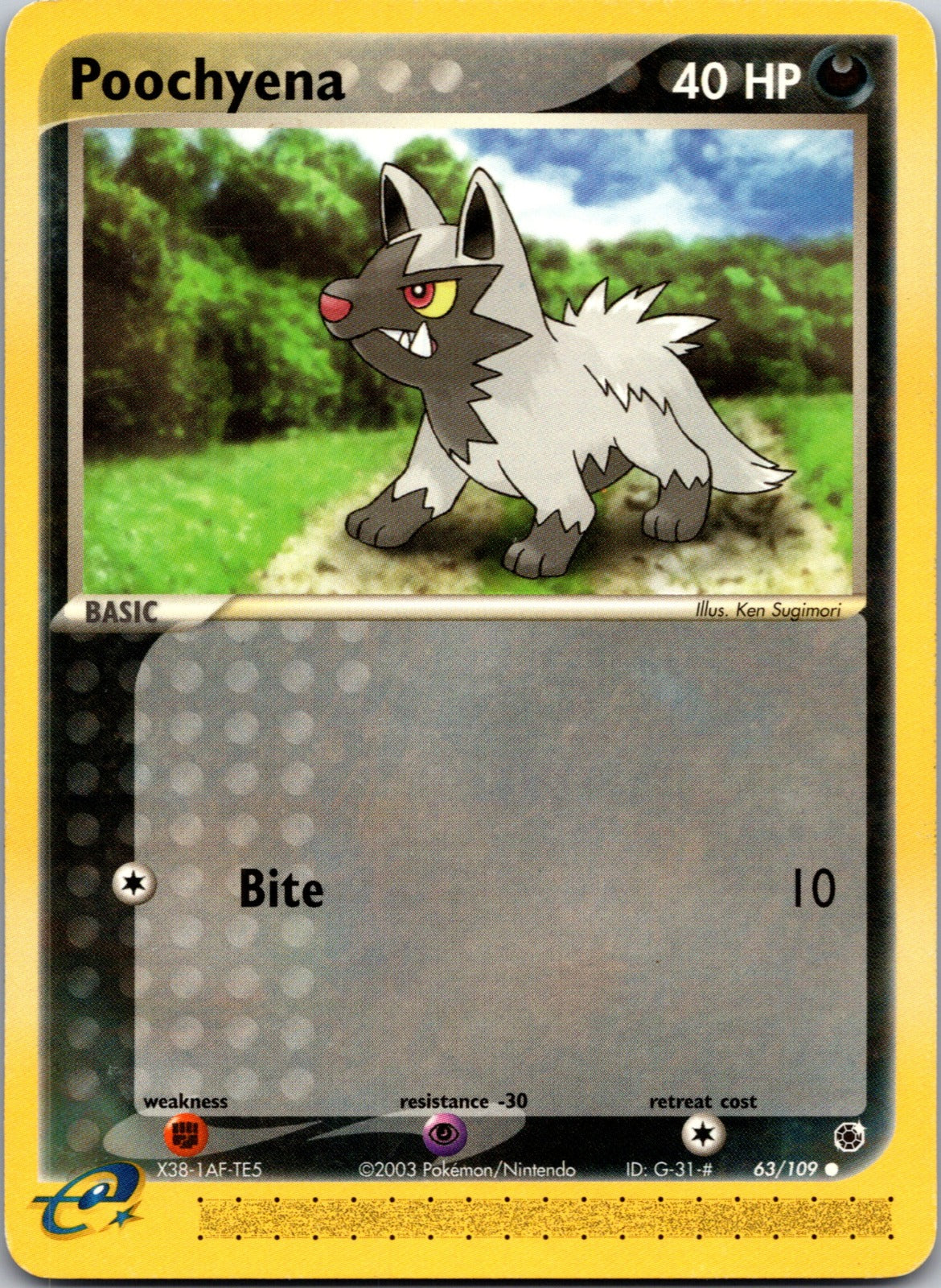 2003 Ruby and Sapphire 63/109 Poochyena LP E101