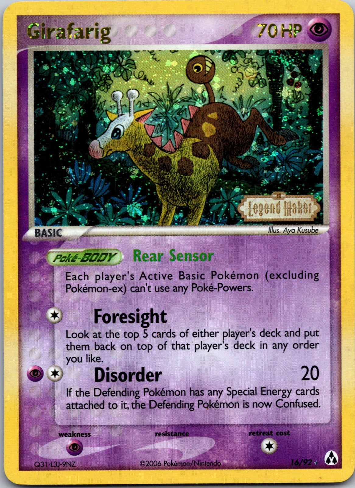 2006 Legend Maker 16/92 Girafarig [Reverse] NM G46