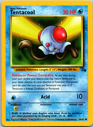 1999 Fossil #56/62 Tentacool Common B297