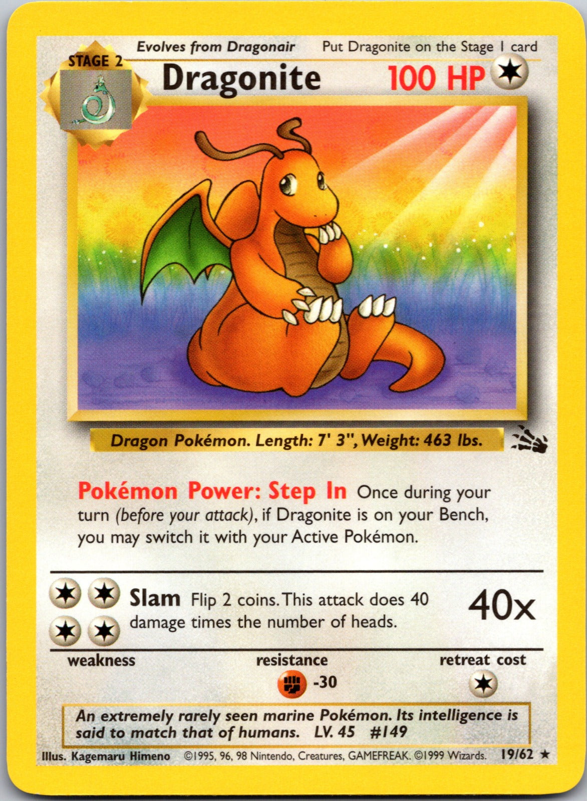 Dragonite (19) Unlimited Rare Fossil 19/62 LP