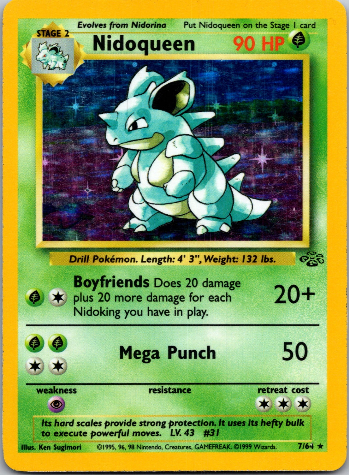 1999 Jungle 07/64 Nidoqueen (7) Holo Rare G300