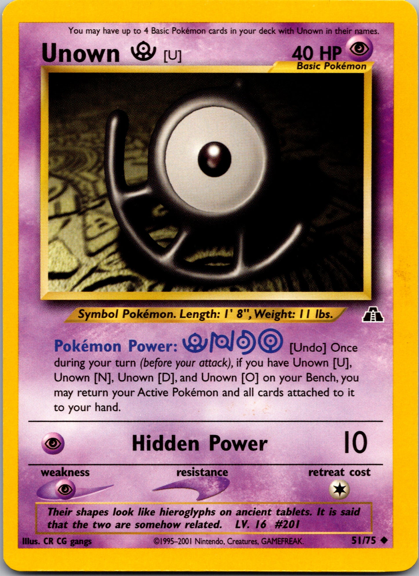 2003 Neo Discovery 51/75 Unown [U] Uncommon A38
