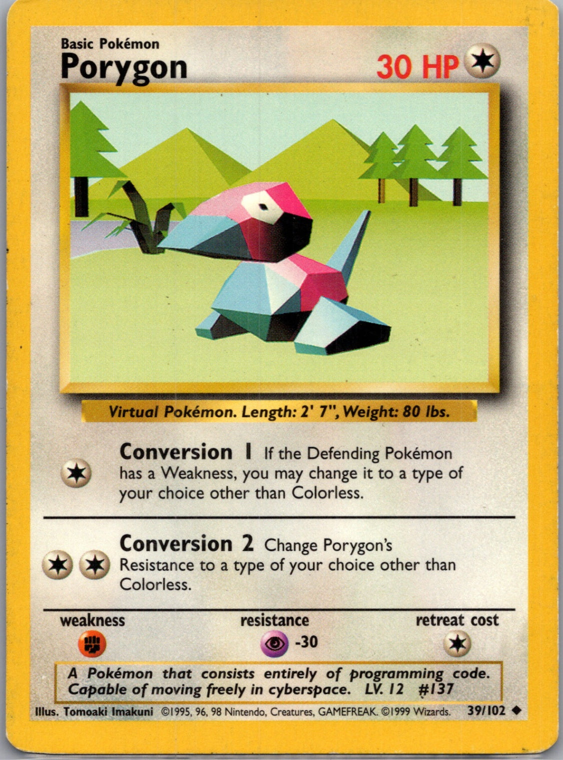 Base Set (Shadowless) 039/102 Porygon Uncommon NM