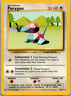 Base Set (Shadowless) 039/102 Porygon Uncommon NM
