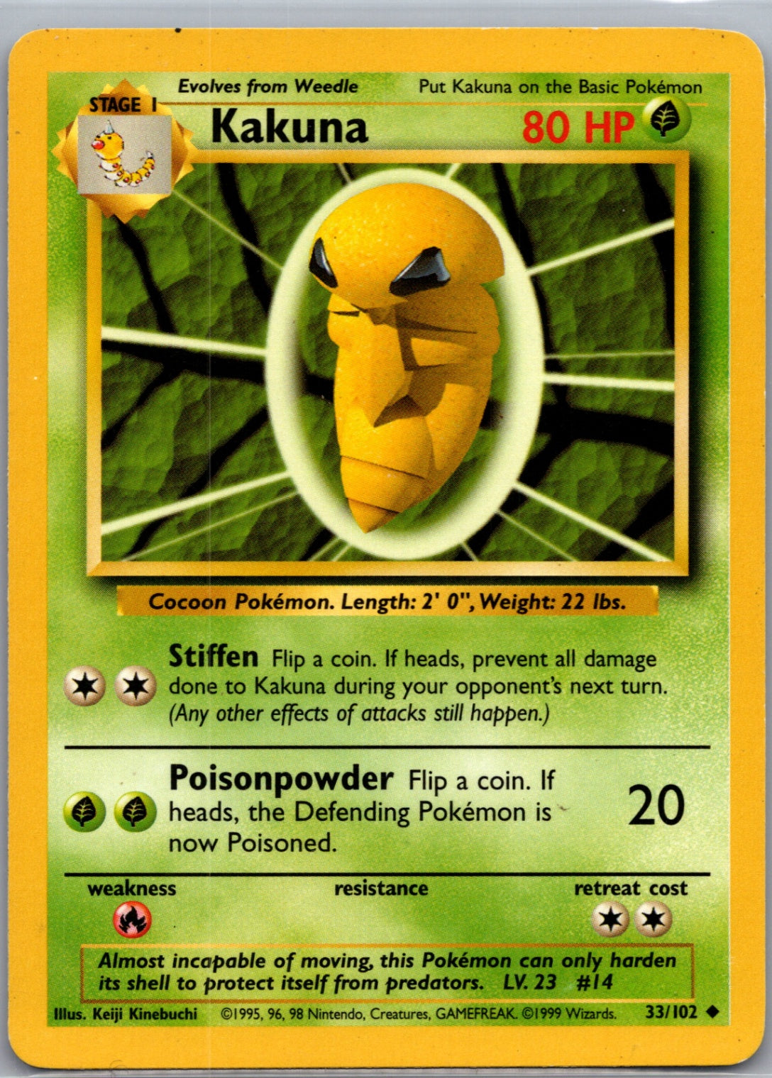 1999 Base Set  033/102 Kakuna Uncommon M70