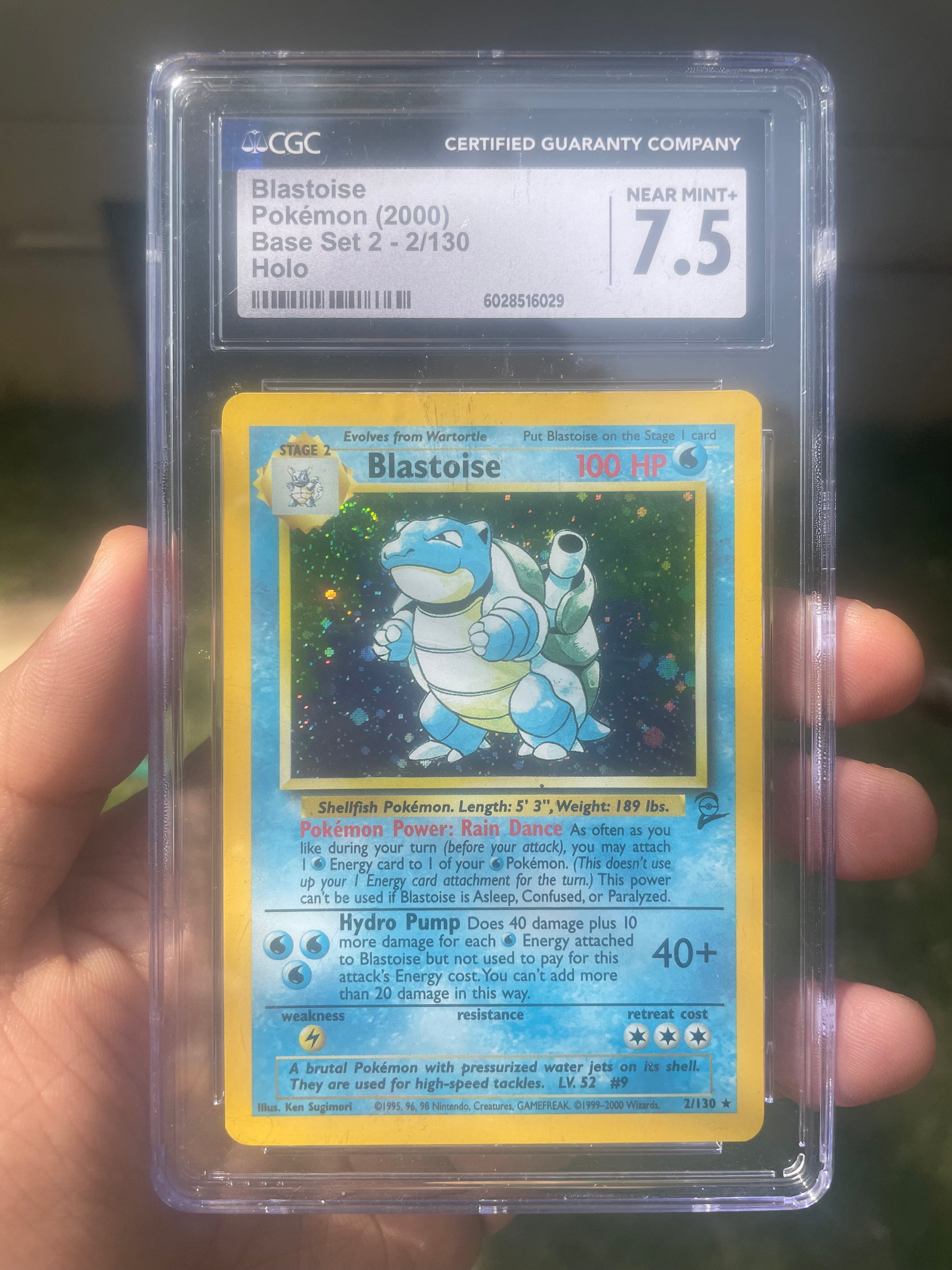 (CGC 7.5) 2000 Base Set 2 002/1130 Blastoise Holo Rare