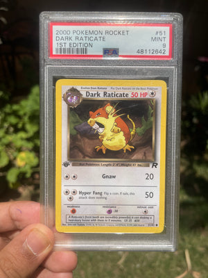 (PSA 9) 2000 Team Rocket [1st Edition] 51 Dark Raticate [Scratchy Slab]