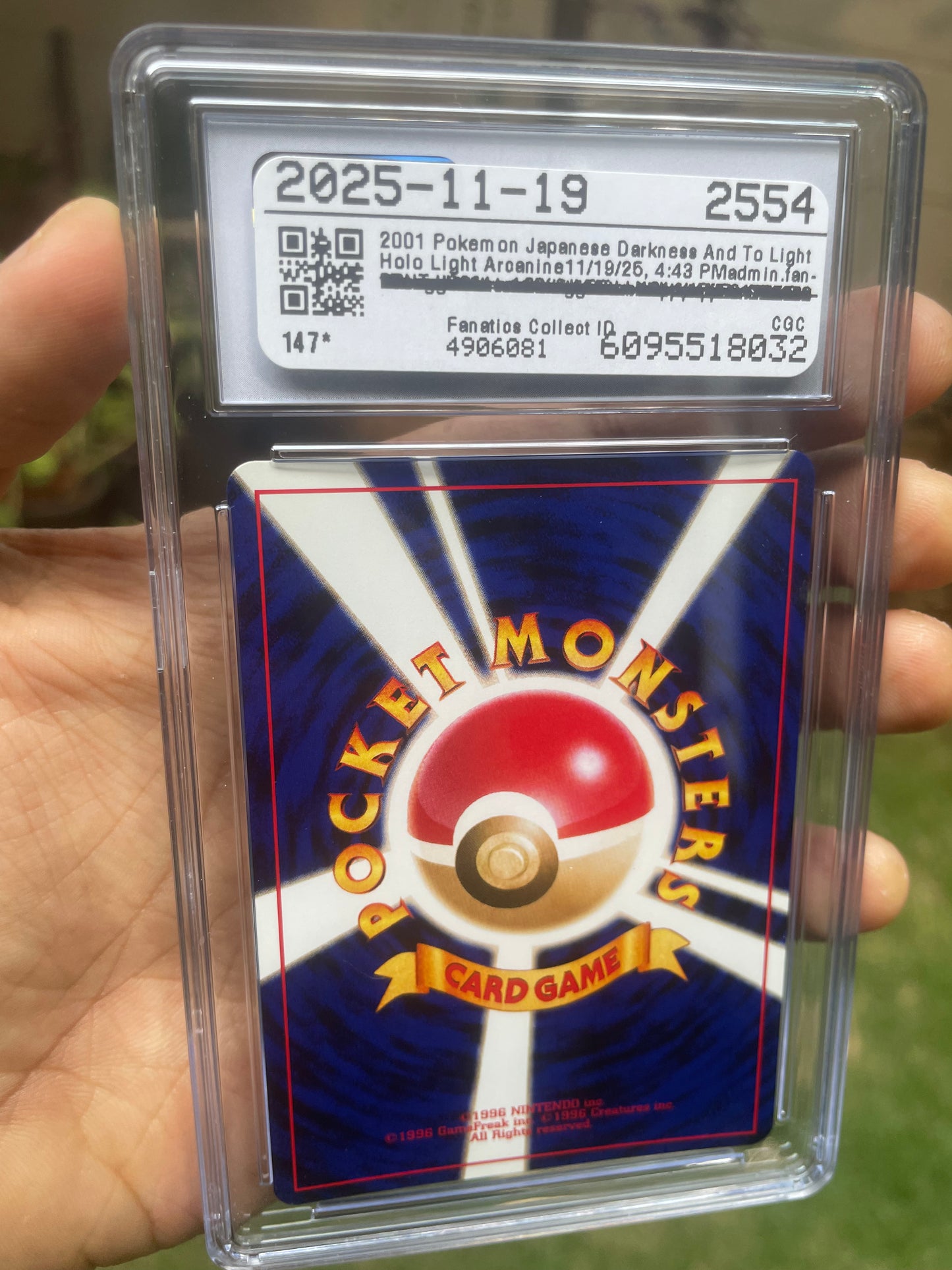 (CGC 9) 2001 Light Arcanine Neo 4 (JP)
