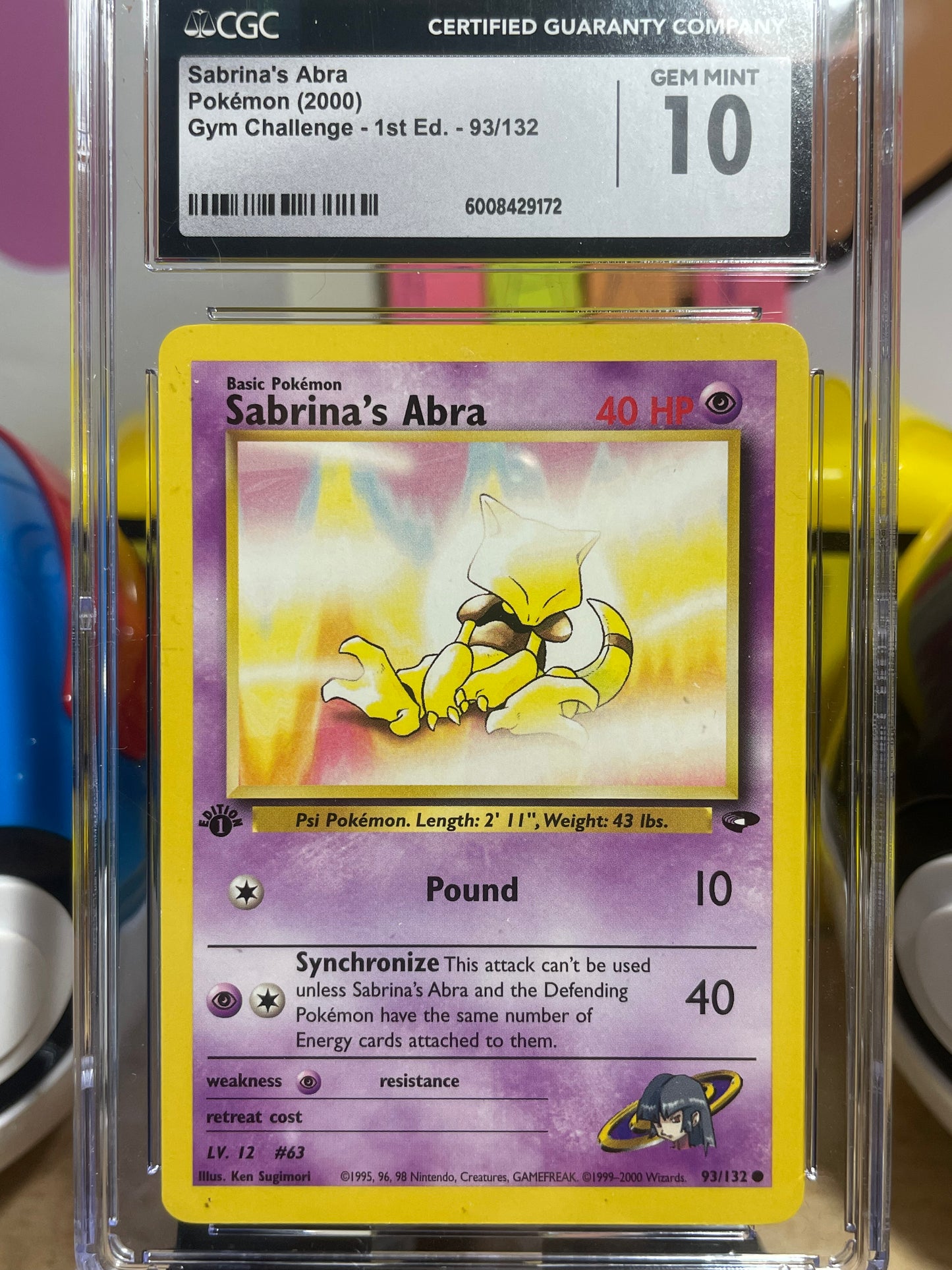 (CGC 10) 2000 Sabrina's Abra #93 Gym Challenge 1st Edition