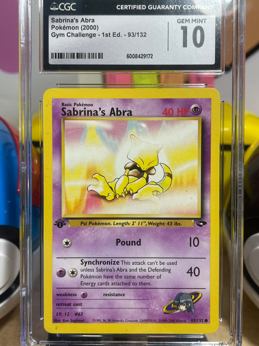 (CGC 10) 2000 Sabrina's Abra #93 Gym Challenge 1st Edition