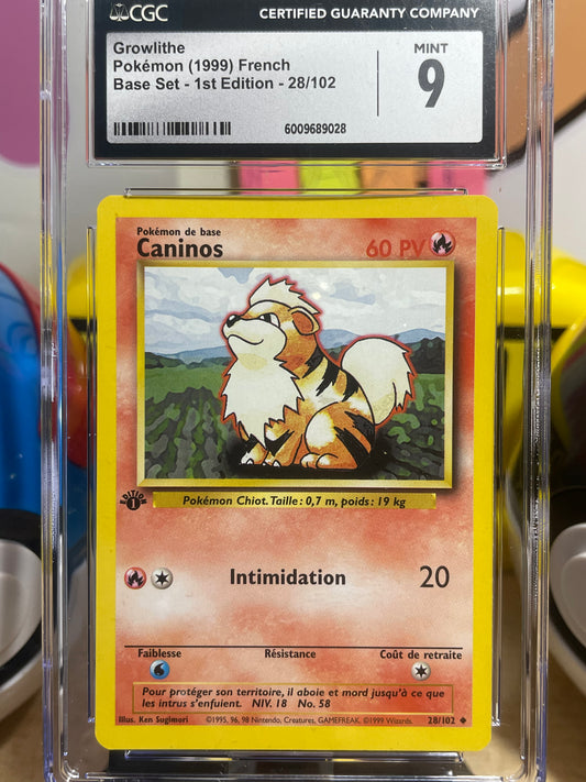 (CGC 9) 1999 Growlithe #28 Base Set 1st Edition (French)