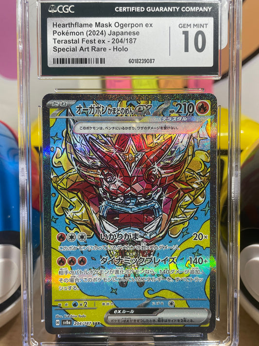 (CGC 10) Heathflame Mask Ogerpon ex #204 Terastal Fest (JP)