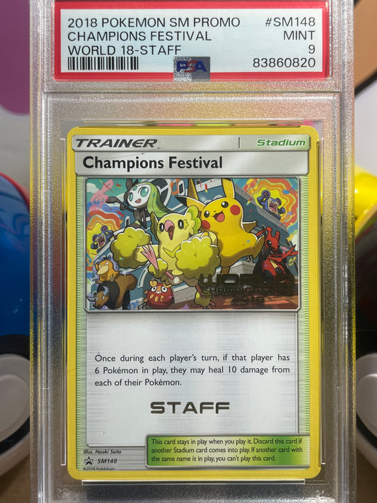 (PSA 9) 2018 World 18-STAFF Champions Festival  #SM148 Promo