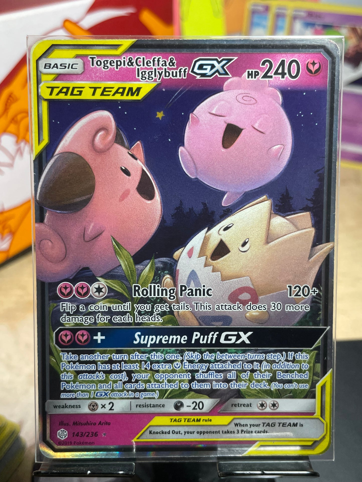 2019 Topgei & Cleffa & Igglypuff GX #143 Cosmic Eclipse [NM]