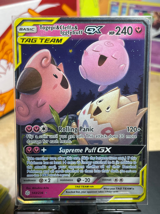2019 Topgei & Cleffa & Igglypuff GX #143 Cosmic Eclipse [NM]