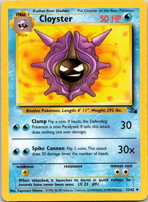 1999 Fossil #32/62 Cloyster Uncommon A3