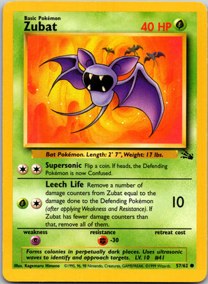 1999 Fossil #57/62 Zubat Common B313