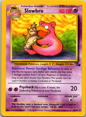 1999 Fossil 43/62 Slowbro Uncommon B41
