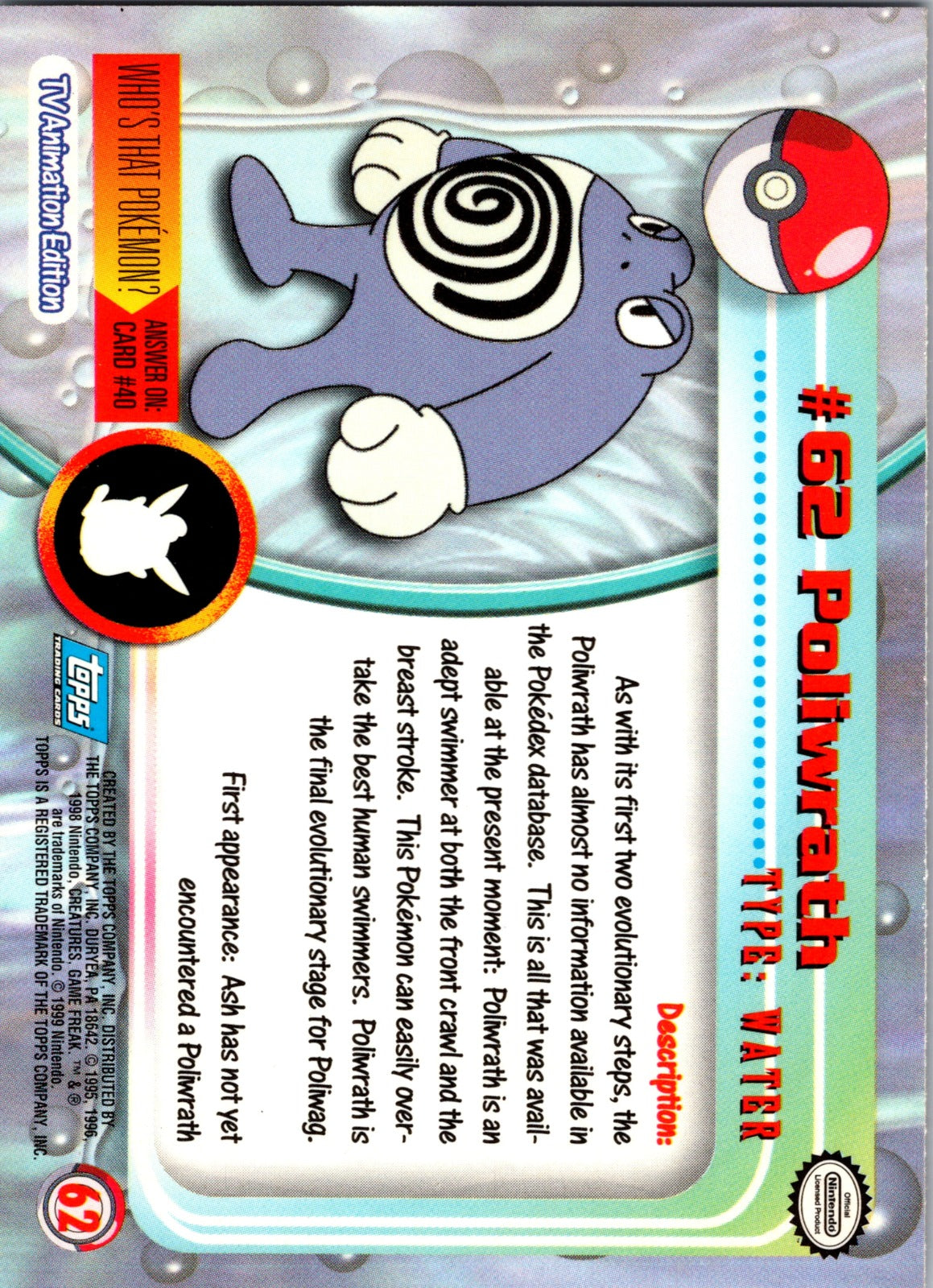 1999 Topps TV Poliwrath LP  P180