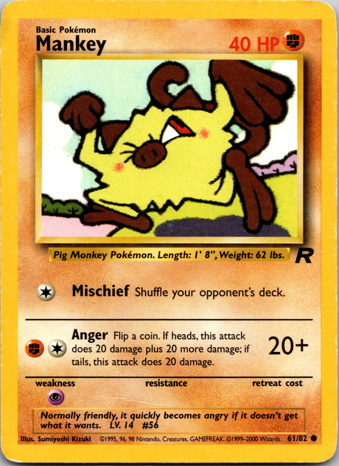 2000 Team Rocket 61/82 Mankey LP