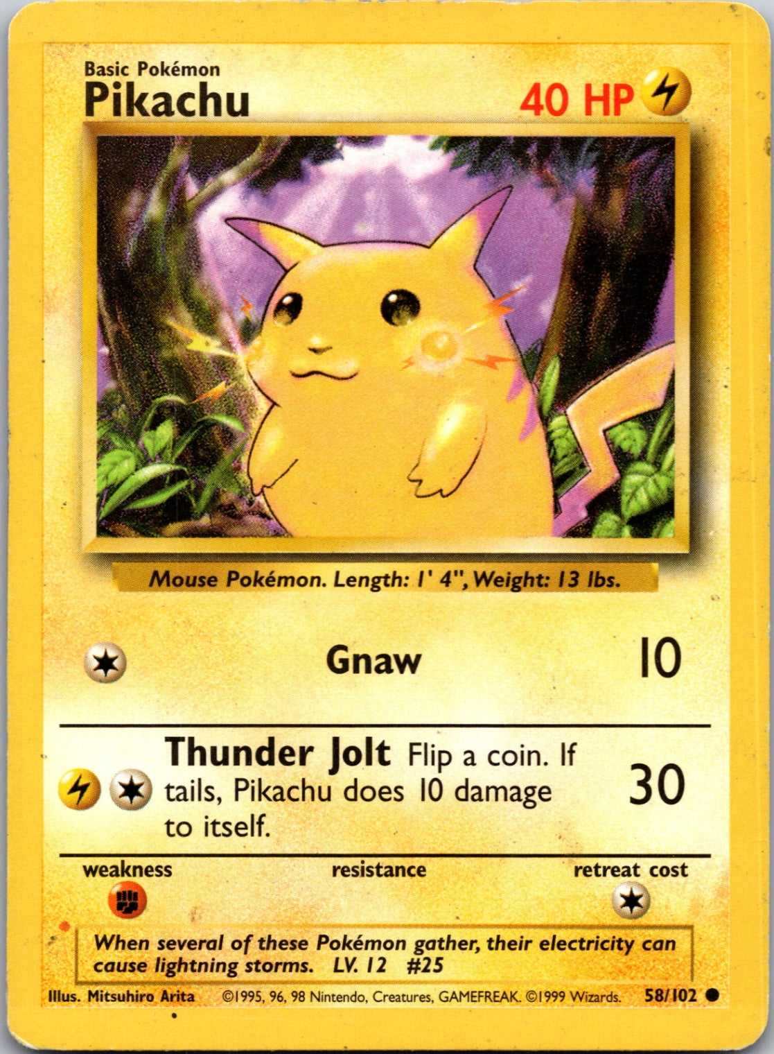 1999 Base Set  058/102 Pikachu Common M316