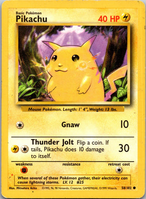 1999 Base Set  058/102 Pikachu Common M316