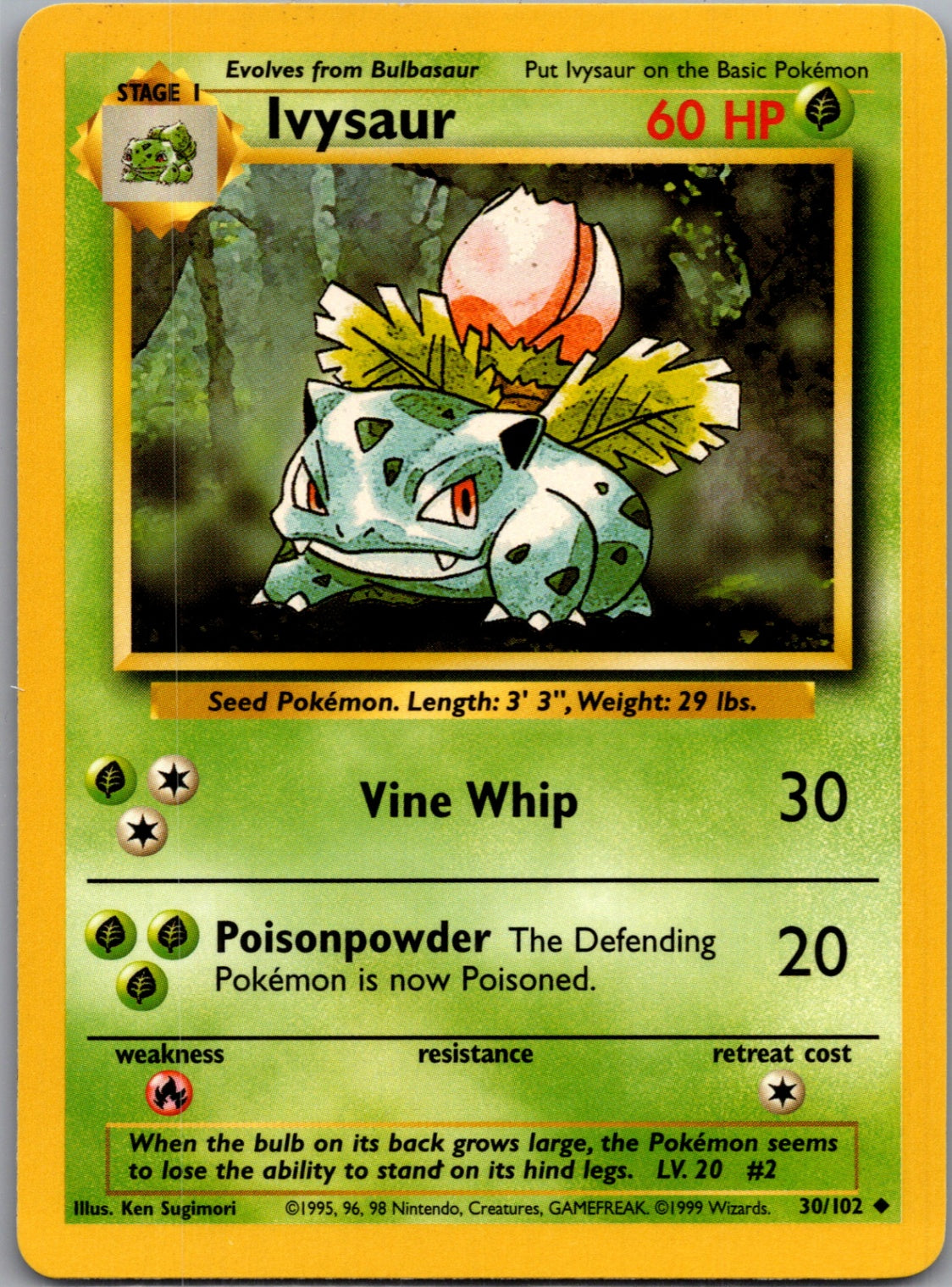 1999 Base Set #030/102 Ivysaur Uncommon C42