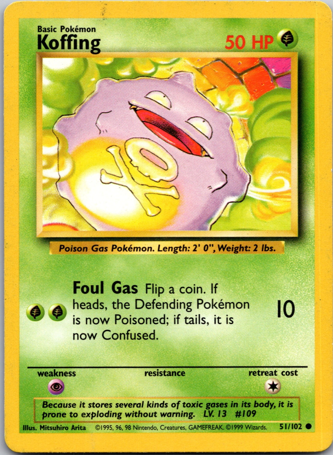 1999 Base Set 051/102 Koffing Common L212