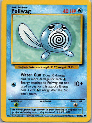 1999 Base Set  059/102 Poliwag Common M16
