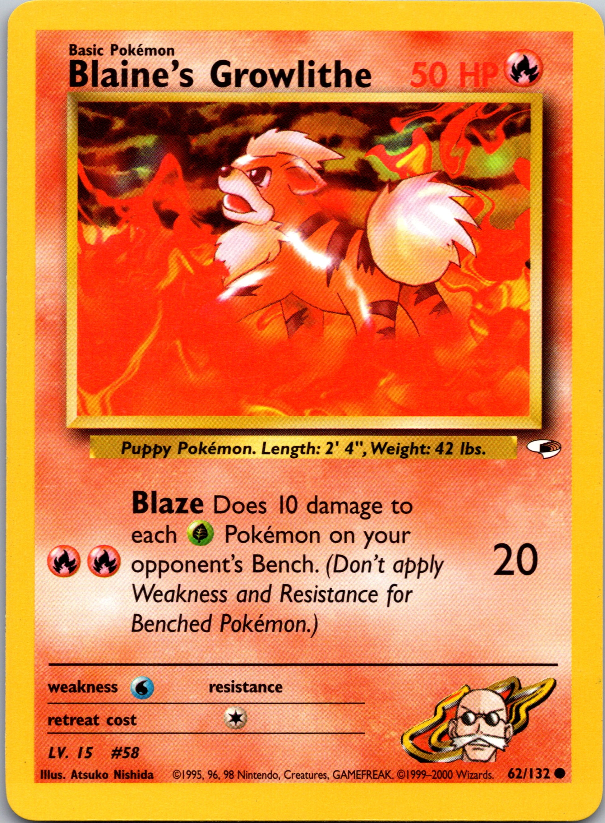 2000 Gym Heroes 062/132 Blaine's Growlithe (62) Common A80