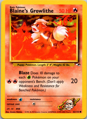 2000 Gym Heroes 062/132 Blaine's Growlithe (62) Common A80
