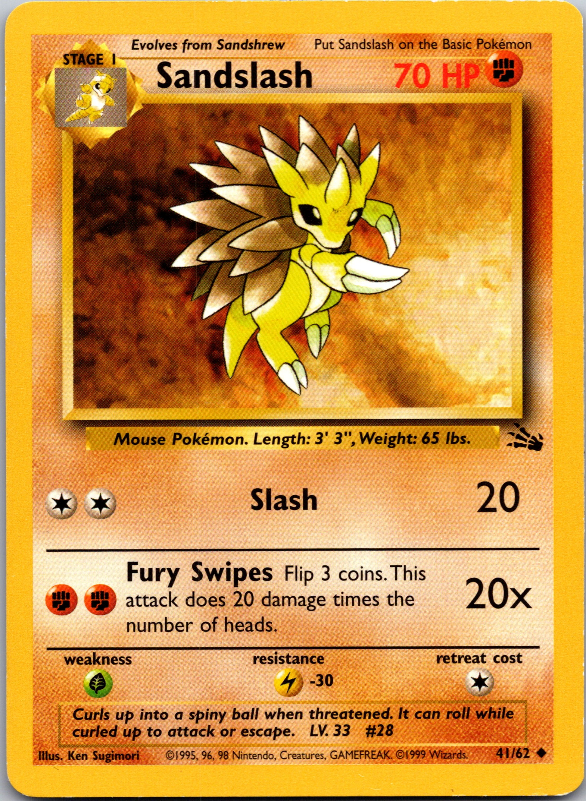 1999 Fossil 41/62 Sandslash Uncommon B63